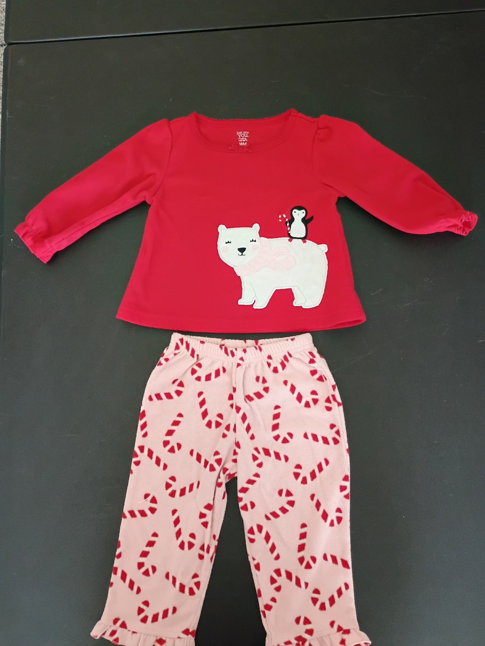 Just One You Made by Carter's Baby Girls 18M 2-Piece Fleece Pajama Set – Red Pol